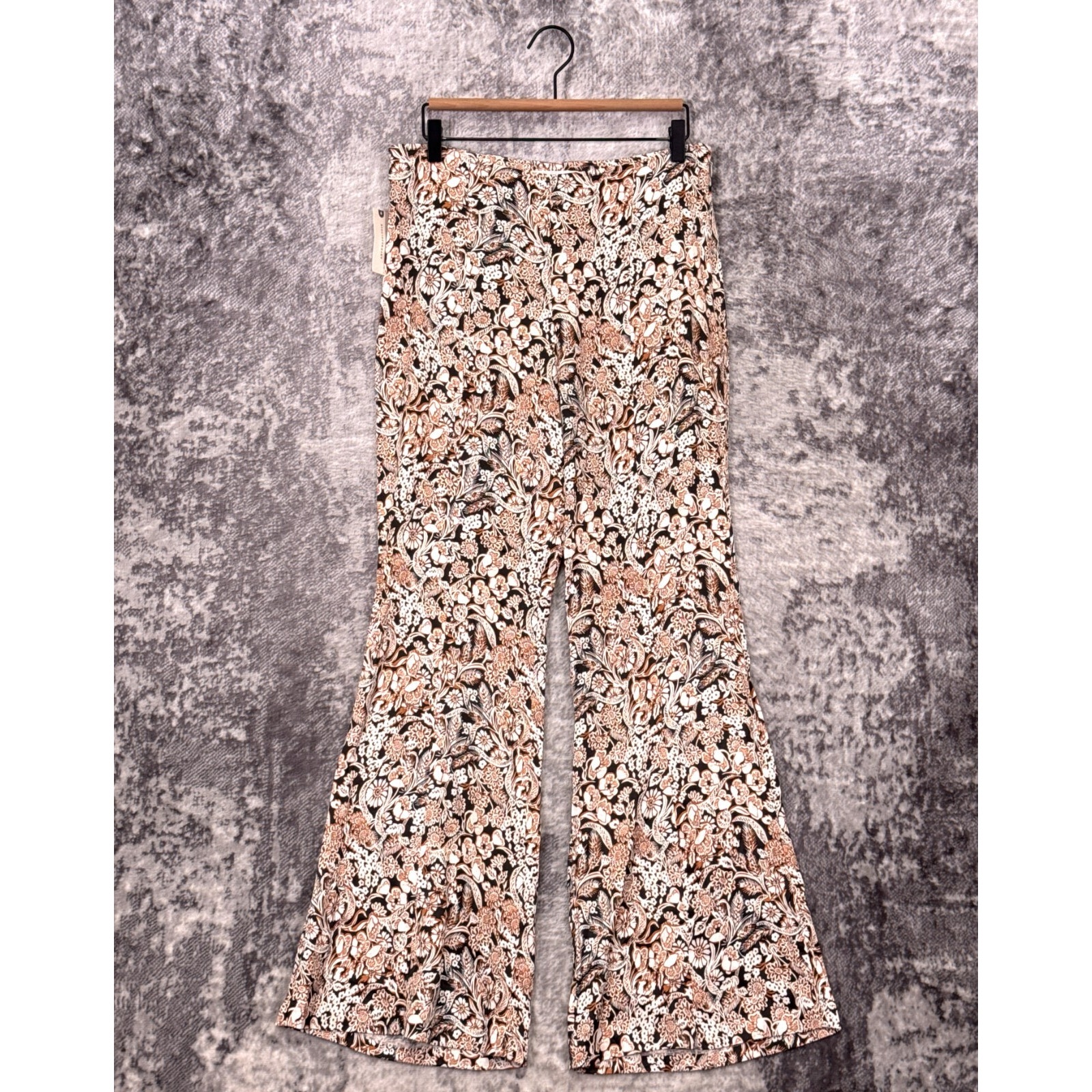 New Anthropologie Pants 10 Womens Satin Flare Full Length Wild Flower Floral